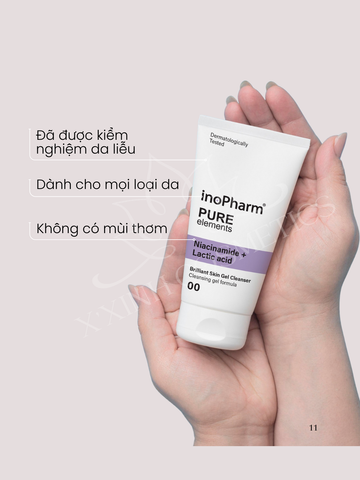 Sữa Rửa Mặt Làm Sáng Da Brilliant Skin Gel Cleanser Inopharm 150ml - Chứa Niacinamide và Salicylic Acid, Giúp Da Rạng Rỡ, Ngăn Ngừa Mụn