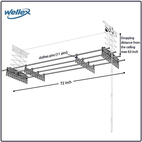 Giàn phơi tự động treo trần Wellex CH4190-O - Chất liệu thép không gỉ, tải trọng 30kg, dễ dàng sử dụng, tiết kiệm không gian nhà bạn
