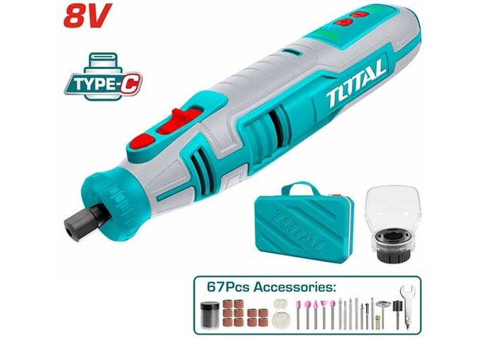 Máy Mài Khuôn Không Dây 8V Total TMGLI0801 - Mũi Mài 3.2mm, Thiết Kế Nhỏ Gọn, Tốc Độ Cao Cho Thợ Và DIY