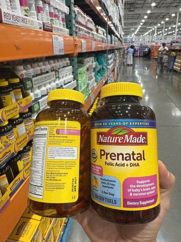 Viên Uống Vitamin Tổng Hợp Cho Bà Bầu Nature Made Prenatal + Folic Acid + DHA 150 Viên - Bổ Sung Dinh Dưỡng Cho Mẹ Và Thai Nhi