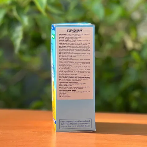 Vitamin D3 cho bé Baby Ddrops 400 IU - Duy trì sức khỏe xương và miễn dịch, dễ dàng sử dụng với 90 giọt không mùi, không vị