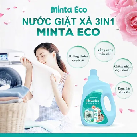 Nước Giặt Xả Hữu Cơ Minta - Hương Thơm Lưu Giữ Lâu Dài, An Toàn Cho Da Nhạy Cảm, Phù Hợp Với Gia Đình Có Trẻ Nhỏ