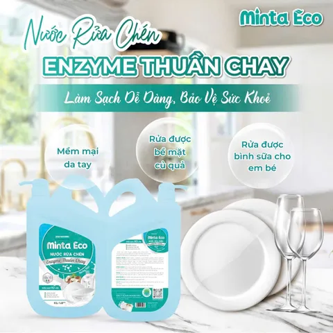 Nước Rửa Chén Enzyme Thuần Chay Minta - Giải Pháp Làm Sạch Bát Đĩa, Khử Độc Tố Rau Củ, Dầu Mỡ Nhanh Chóng và An Toàn cho Gia Đình