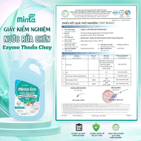 Nước Rửa Chén Enzyme Thuần Chay Minta - Giải Pháp Làm Sạch Bát Đĩa, Khử Độc Tố Rau Củ, Dầu Mỡ Nhanh Chóng và An Toàn cho Gia Đình