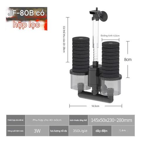 Lọc Vi Sinh Bông Đôi SunSun JF-80 JF-120 - Thiết Kế Tinh Tế Với Bơm 3W Cho Hồ Cá Sạch, Chính Hãng Trung Quốc