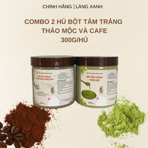 Combo 2 Hũ Bột Tắm Trắng Thảo Mộc và Cafe 350G - Làm Sáng Da, Mịn Da, Tự Nhiên, Sạch Da, Made in Vietnam