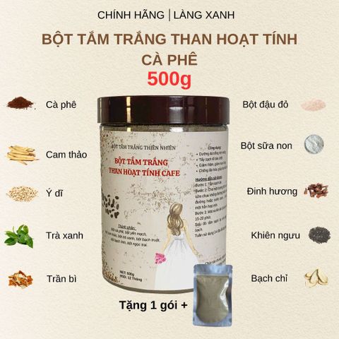 Bột Tắm Trắng Than Hoạt Tính Cafe 500g - Sáng Da, Mịn Da Từ Thiên Nhiên, Giúp Làm Sạch Da Hiệu Quả