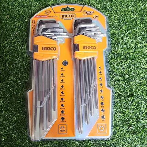 Bộ Lục Giác Đầu Bằng & Bông 18 Chi Tiết Ingco HHKSET0181 - Dụng Cụ Cầm Tay Chất Lượng Cao, Tiện Lợi Cho Sửa Chữa