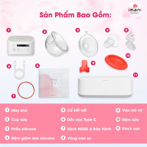Máy Hút Sữa Không Dây Imani I2 Plus - Thiết Kế Tiện Lợi Với Dock Sạc Kép, Hoàn Hảo Cho Mẹ Bỉm Sữa Bận Rộn, Bảo Hành 1 Năm