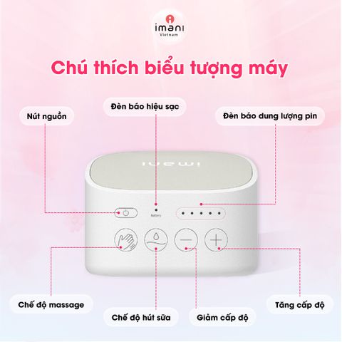 Máy Hút Sữa Không Dây Imani I2 Hàn Quốc - Rảnh Tay, Thiết Kế 5 Cấp Độ Hút & Massage, An Toàn Cho Mẹ và Bé