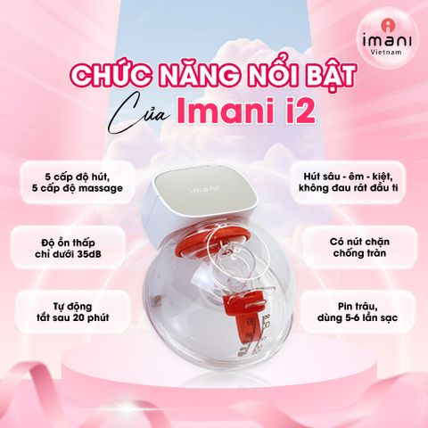 Máy Hút Sữa Không Dây Imani I2 Hàn Quốc - Rảnh Tay, Thiết Kế 5 Cấp Độ Hút & Massage, An Toàn Cho Mẹ và Bé
