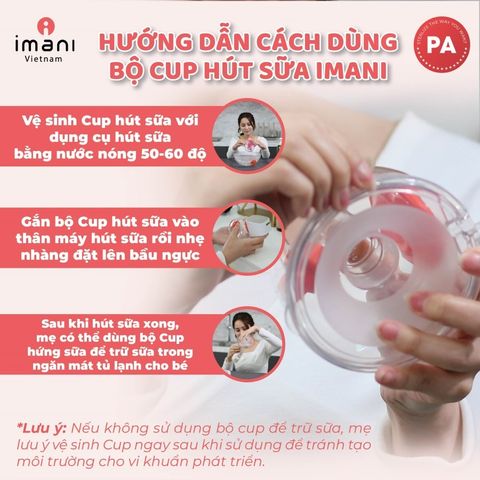 Cốc lẻ máy hút sữa Imani 200ml - Nhựa an toàn không BPA, phụ kiện thay thế cho cốc hút sữa rảnh tay, tiện lợi cho mẹ và bé