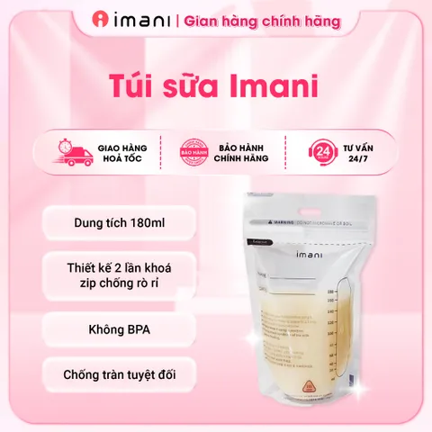 Túi Trữ Sữa Imani Nhập Khẩu Hàn Quốc Túi Zip Trữ Sữa Chất Liệu PET/PE Không Chứa BPA Dung Tích 180ml