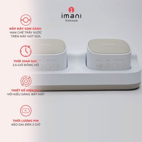 Dock Sạc Nhanh Cho Máy Hút Sữa Imani I2, I2 Plus - Sạc Cùng Lúc 2 Thiết Bị, Chất Lượng Hàn Quốc, An Toàn Cho Mẹ Và Bé