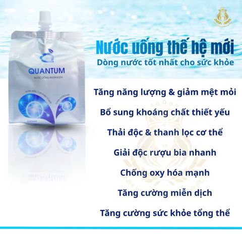Nước Khoáng Ion Kiềm Giàu Hydrogen Quantum 1 Thùng (350ml x10 Gói) - Giúp Cân Bằng Axit, Tăng Cường Sức Đề Kháng и Phòng Chống Lão Hóa