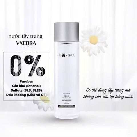 Nước Tẩy Trang Không Cồn Vxebra 190ml - Dành Cho Da Dầu Mụn, Dịu Nhẹ, An Toàn Cho Da Nhạy Cảm, Làm Sạch Sâu, Giảm Mụn