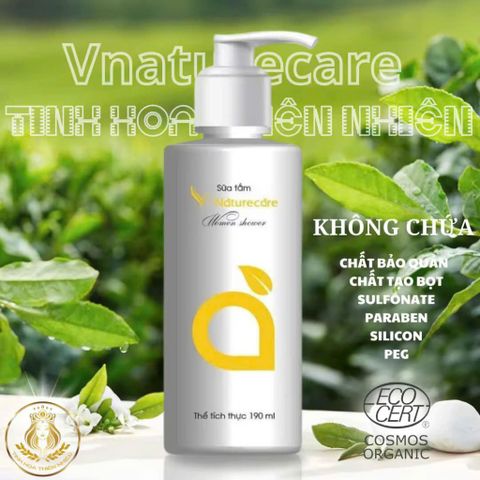 Sữa Tắm Nước Hoa Nữ Vnaturecare 190ml - Dưỡng Trắng Da Toàn Thân Với Hương Hoa Hồng Nữ Tính, Lưu Hương Lâu, An Toàn Cho Da Nhạy Cảm.