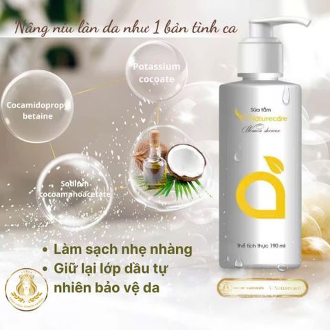 Sữa Tắm Nước Hoa Nữ Vnaturecare 190ml - Dưỡng Trắng Da Toàn Thân Với Hương Hoa Hồng Nữ Tính, Lưu Hương Lâu, An Toàn Cho Da Nhạy Cảm.