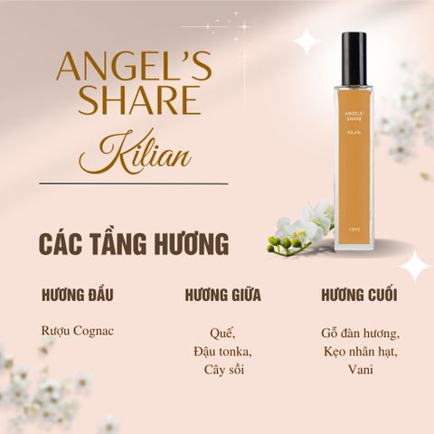 Nước Hoa Nữ Angel's Share 10ml - Hương Thơm Sang Trọng, Quyến Rũ, Chiết Xuất Từ Cognac, Quế, Đậu Tonka, Unisex, Quà Tặng Cao Cấp