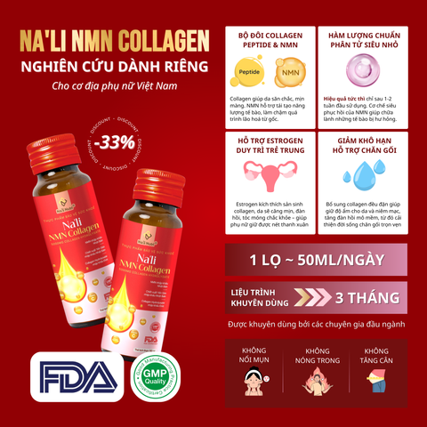 Nước Uống Collagen Na'li Nutri - Hỗ Trợ Trẻ Hóa Da, Căng Bóng, 10 Chai 50ml - Thành Phần Đức, Nhật, Vitamin C, Yến Sào