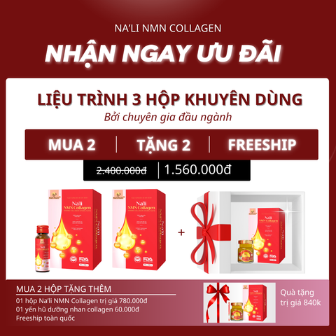 Nước Uống Collagen Na'li Nutri - Hỗ Trợ Trẻ Hóa Da, Căng Bóng, 10 Chai 50ml - Thành Phần Đức, Nhật, Vitamin C, Yến Sào