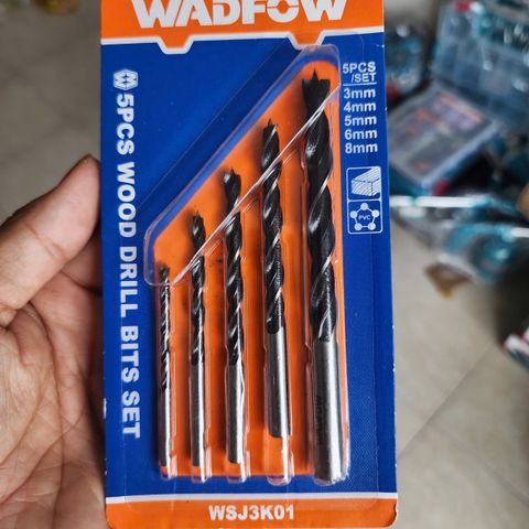Bộ 5 Mũi Khoan Gỗ Xoắn Ốc Wadfow WSJ3K01 (3-8mm) - Dụng Cụ Cầm Tay Chất Lượng Cao Cho Thợ Mộc
