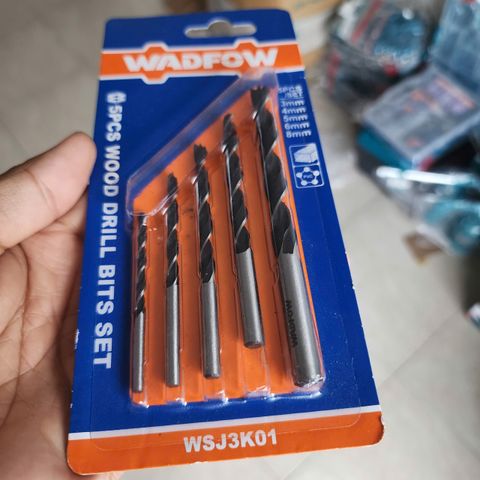 Bộ 5 Mũi Khoan Gỗ Xoắn Ốc Wadfow WSJ3K01 (3-8mm) - Dụng Cụ Cầm Tay Chất Lượng Cao Cho Thợ Mộc