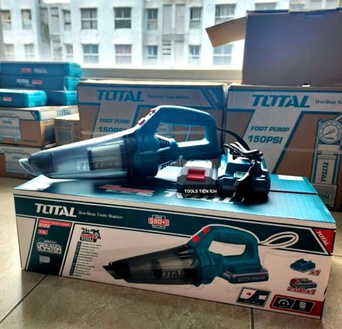 Máy Hút Bụi Không Dây Total TVLI20126 20V - Dung Tích 0.5L, Hút Mịn Cho Ô Tô, Sofa, Văn Phòng - Phụ Kiện Đầy Đủ