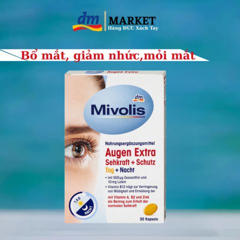Bổ Mắt Augen Mivolis Hàng Đức - Tăng Cường Thị Lực, Giảm Mỏi Mắt, Khô Mắt, Hộp 30 Viên