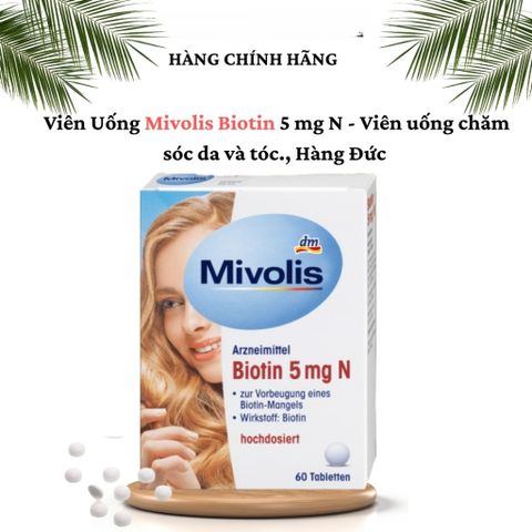 Viên uống Biotin Mọc Tóc - Giúp Tóc Mềm Mượt, Khỏe Mạnh, Giảm Gãy Rụng - Hàng Chính Hãng Nhập Khẩu Từ Đức (60 Viên)