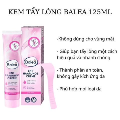 Kem Tẩy Lông và Dưỡng Da Balea 125ml - An Toàn & Hiệu Quả cho Vùng Da Nhạy Cảm, Không Gây Khô Rát, Hàng Đức Chính Hãng