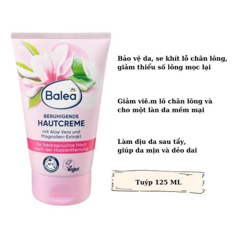 Kem Tẩy Lông và Dưỡng Da Balea 125ml - An Toàn & Hiệu Quả cho Vùng Da Nhạy Cảm, Không Gây Khô Rát, Hàng Đức Chính Hãng