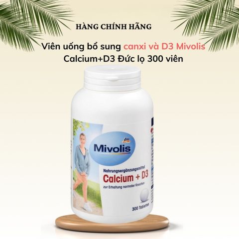 Viên uống bổ sung Canxi + D3 Mivolis - Hỗ trợ xương khớp, chống loãng xương, sức khỏe cho người lớn tuổi, 300 viên nhập khẩu Đức