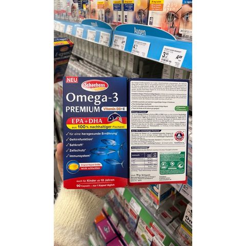 Viên uống SCHAEBENS OMEGA-3 PREMIUM EPA DHA + Vitamin E 70 viên - Bổ tim, sáng mắt, hỗ trợ trí não, hàng chính hãng Đức