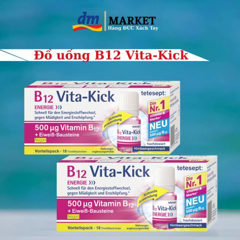 Đồ Uống Tetesept B12 Vita Kick - Bổ Sung Vitamin B12 Tăng Cường Năng Lượng, Hộp 18 Ống Nhập Khẩu Chính Hãng Đức