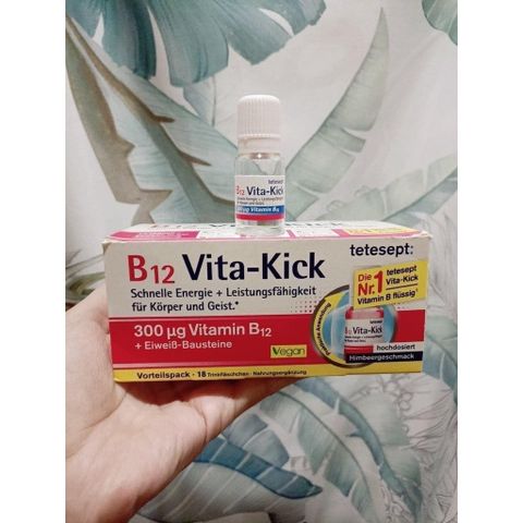 Đồ Uống Tetesept B12 Vita Kick - Bổ Sung Vitamin B12 Tăng Cường Năng Lượng, Hộp 18 Ống Nhập Khẩu Chính Hãng Đức