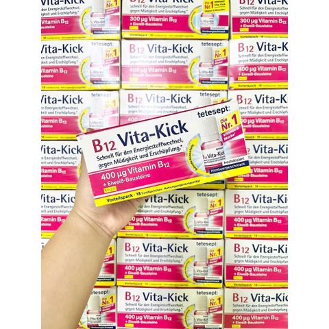 Đồ Uống Tetesept B12 Vita Kick - Bổ Sung Vitamin B12 Tăng Cường Năng Lượng, Hộp 18 Ống Nhập Khẩu Chính Hãng Đức