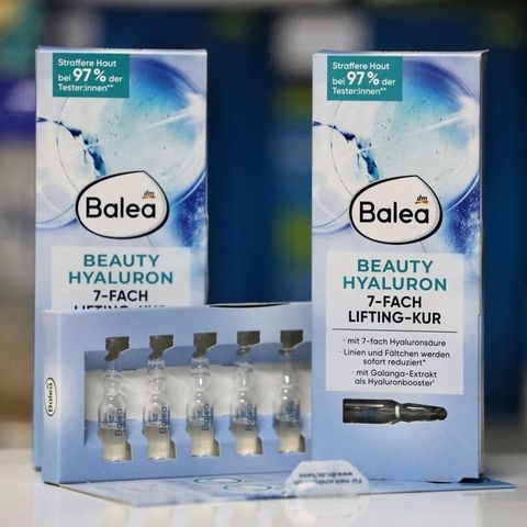 Huyết Thanh Balea Beauty Effect 7 Fach Hyaluron - Dưỡng Da Căng Mịn & Săn Chắc, Hàng Đức, Hộp 7 Ống 1ml