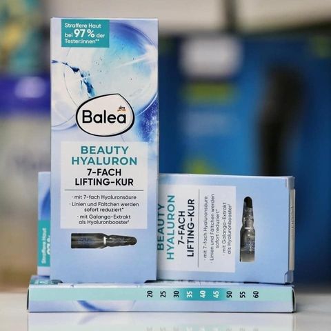 Huyết Thanh Balea Beauty Effect 7 Fach Hyaluron - Dưỡng Da Căng Mịn & Săn Chắc, Hàng Đức, Hộp 7 Ống 1ml