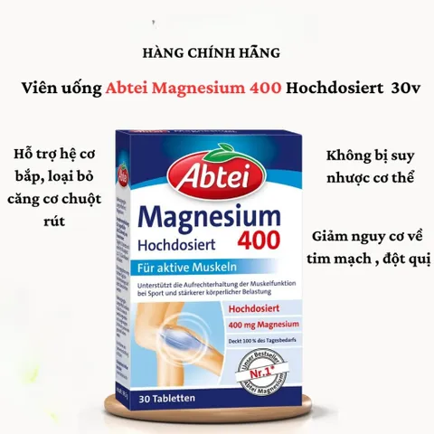 Viên uống Abtei Magnesium 30 viên - Khoáng chất hỗ trợ sức khỏe từ Đức, vitamin tổng hợp chất lượng cao