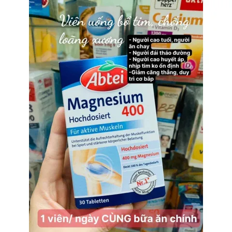 Viên uống Abtei Magnesium 30 viên - Khoáng chất hỗ trợ sức khỏe từ Đức, vitamin tổng hợp chất lượng cao