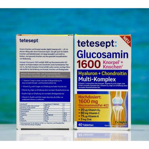 Viên uống hỗ trợ xương khớp Tetesept Glucosamin 1650 - Hàng Đức, hộp 30 viên nén, sản phẩm mới nhất, date xa.
