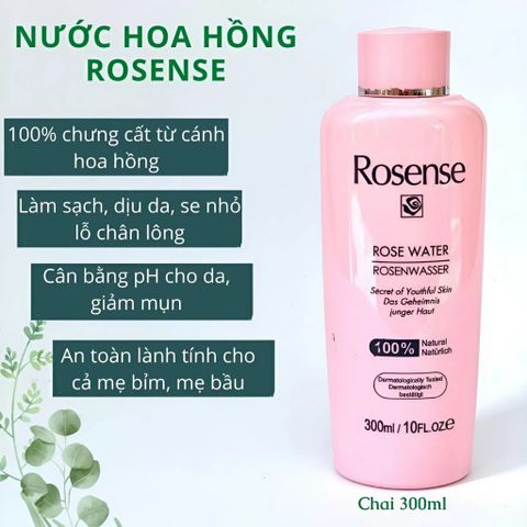 Nước Hoa Hồng Rosense 300ml - Chiết Xuất Tự Nhiên Se Khít Lỗ Chân Lông, Dưỡng Ẩm Da, An Toàn Cho Da Nhạy Cảm - Sản Phẩm Đức