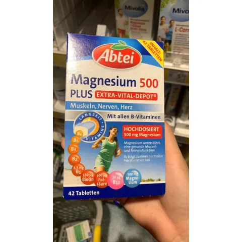 Viên Ngậm Abtei Magnesium 500 plus - Hỗ Trợ Cơ Bắp, Hệ Tim Mạch, Hộp 42 Viên Vitamin B Đức