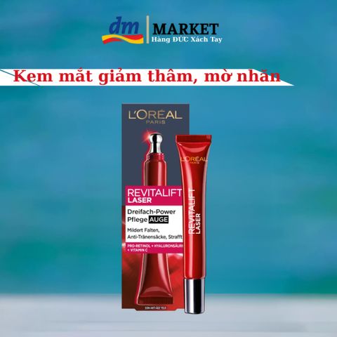 Kem mắt Loreal Revitalift 15ml - Giảm thâm, bọng, mờ nếp nhăn cho vùng mắt - Dưỡng ẩm, chống lão hóa hiệu quả