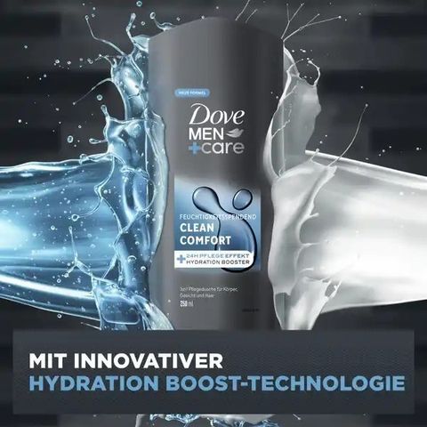 Sữa Tắm, Gội, Rửa Mặt Dove Men+Care 3 in 1 Clean Comfort 250ml - Dưỡng ẩm và Làm Sạch cho Nam Giới