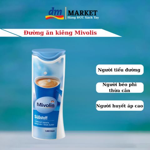 Viên Đường Ăn Kiêng Mivolis Đức - Hỗ Trợ Kiểm Soát Đường Huyết & Giảm Cân, Hộp 1200 Viên Cho Người Tiểu Đường, Ít Calo