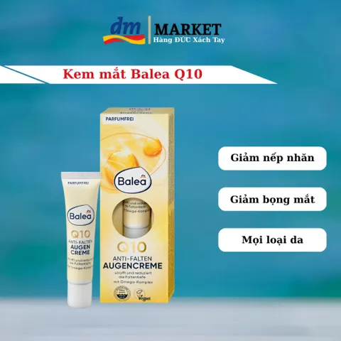 Kem Chống Nhăn Balea Q10 - Dưỡng 15ml Chống Lão Hóa Mắt, Phục Hồi Da Khỏe Mạnh, Dành Cho Tất Cả Loại Da