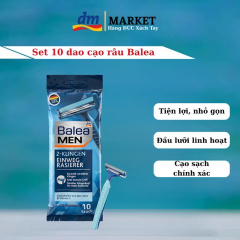 Set Dao Cạo Râu Balea MEN - Túi 10 Chiếc Chống Trượt, Lưỡi Đôi Bền, An Toàn Cho Da Nhạy Cảm - Chăm Sóc Nam Giới Từ Đức