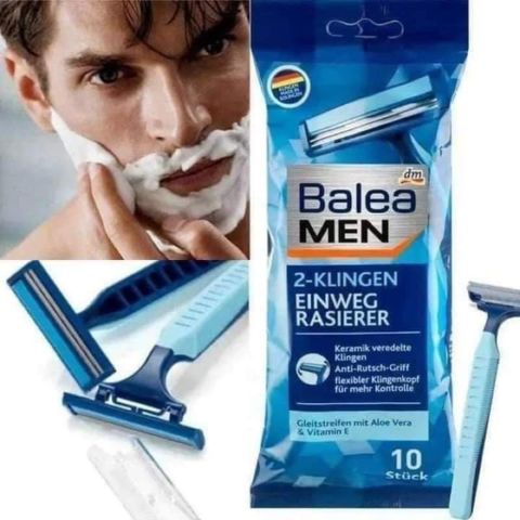 Set Dao Cạo Râu Balea MEN - Túi 10 Chiếc Chống Trượt, Lưỡi Đôi Bền, An Toàn Cho Da Nhạy Cảm - Chăm Sóc Nam Giới Từ Đức